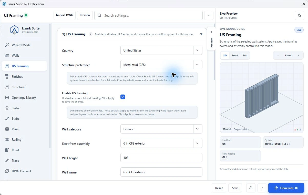 Fresh Lizark CFS profile Settings schematic