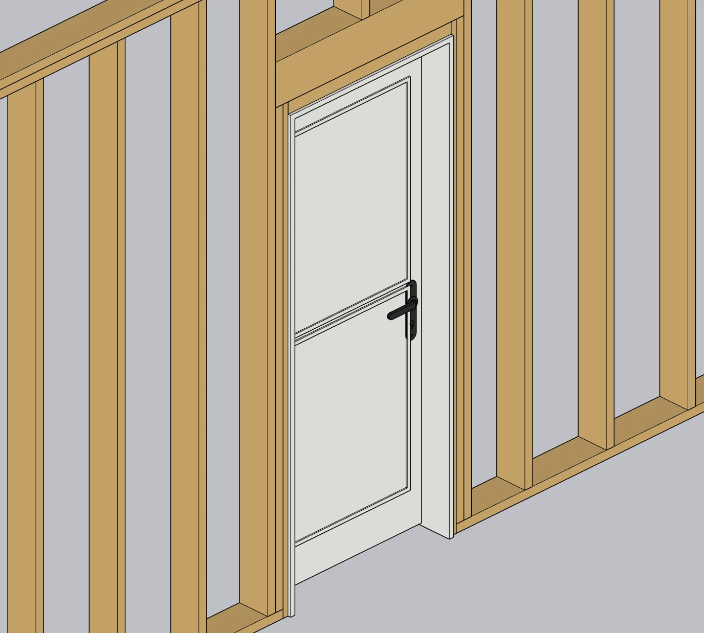 Shaker door and surrounding wood framing captured live in SketchUp