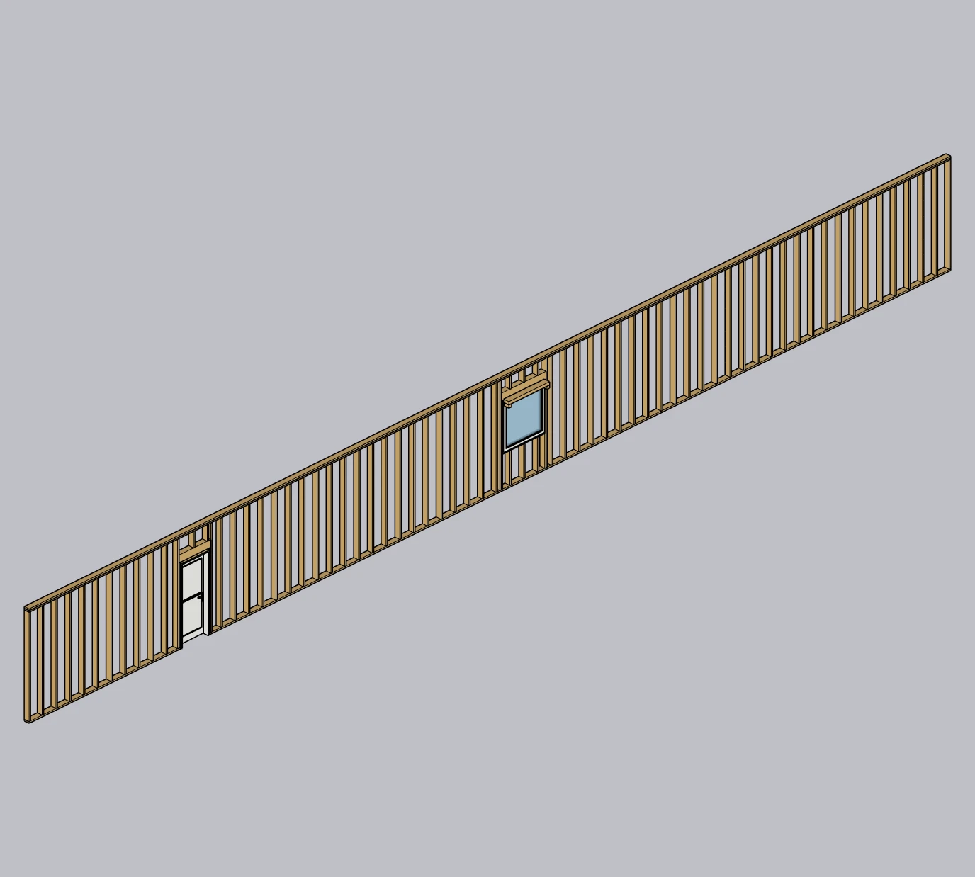 Fresh live wood wall capture with a framed door and window