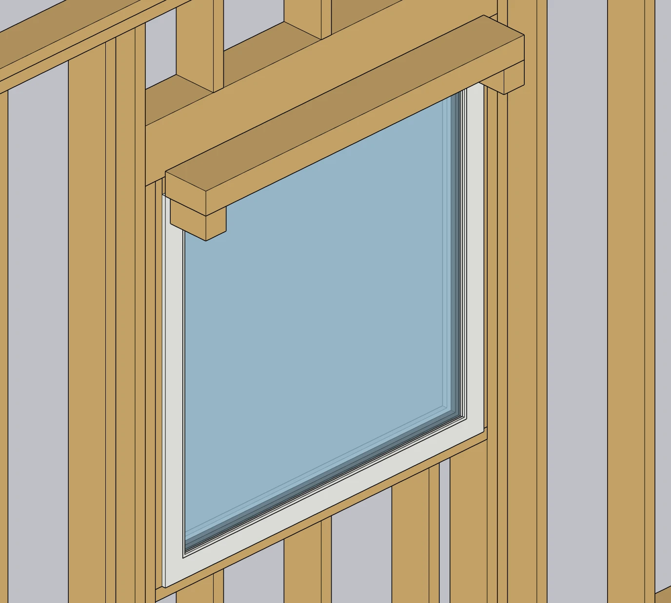 Fixed window and surrounding wood framing captured live from SketchUp
