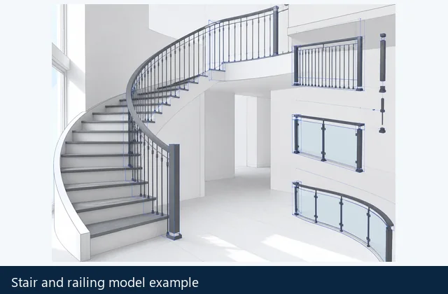SketchUp staircase and railing model example