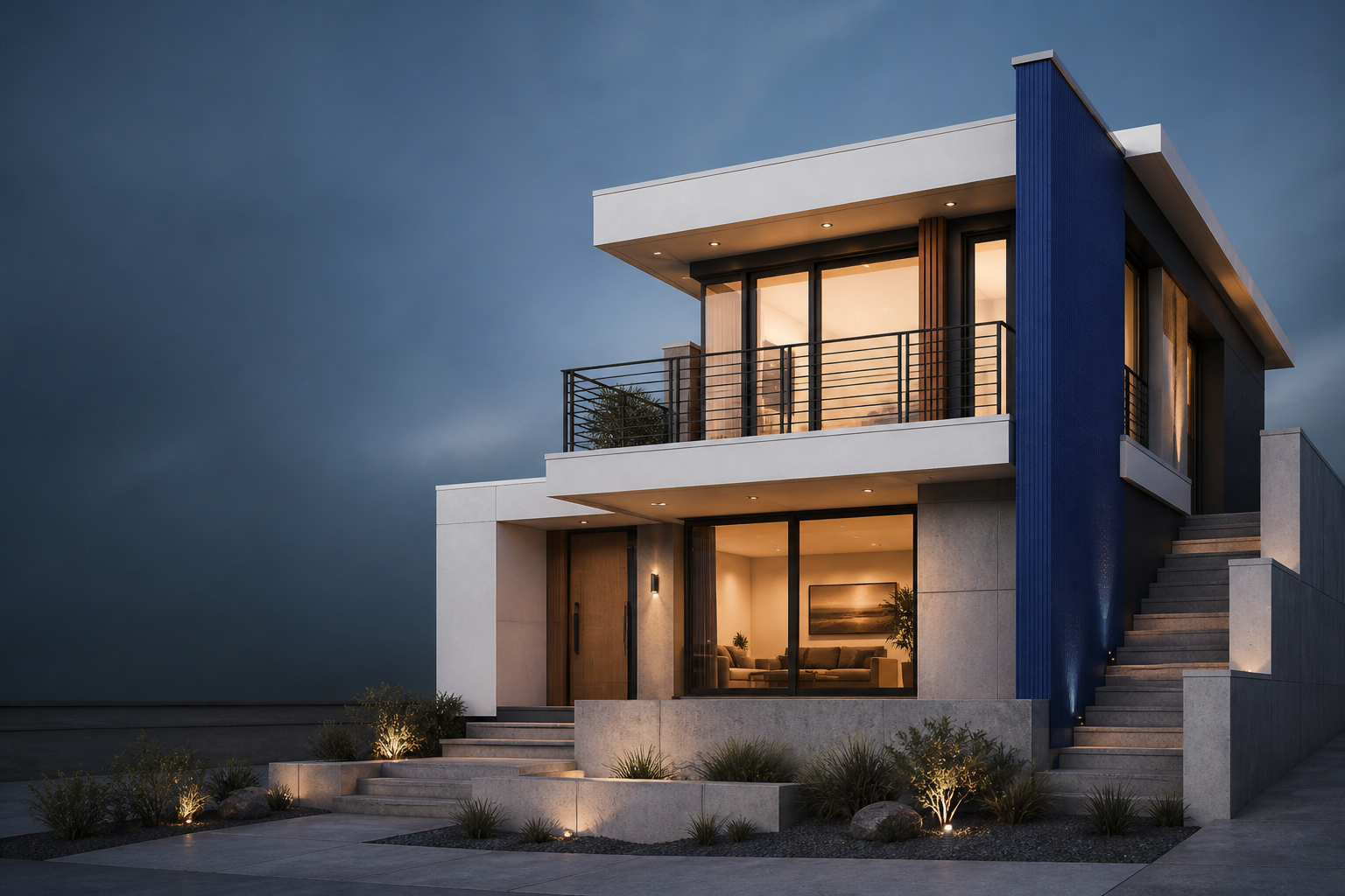 LizArk Ai Render for SketchUp: Contemporary architectural exterior rendered photorealistically from a SketchUp viewport model