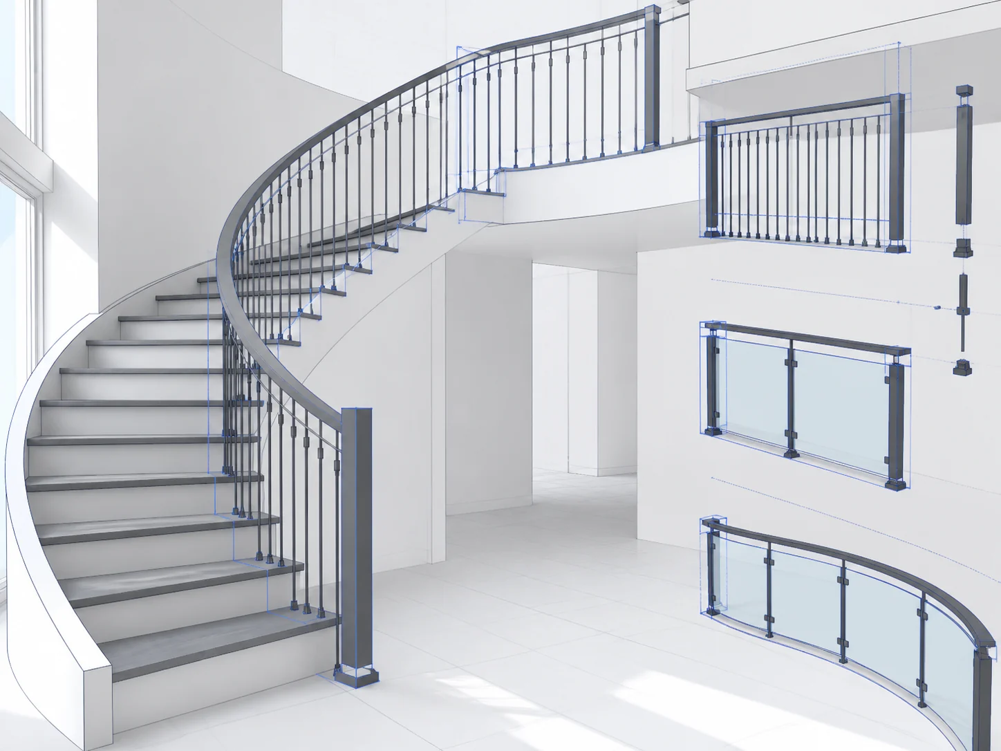 Parametric railing modeled in SketchUp