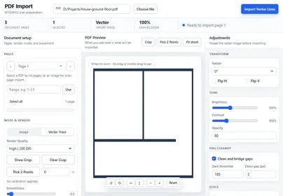 Lizark PDF import controls