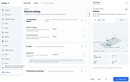 Lizark General Settings controls