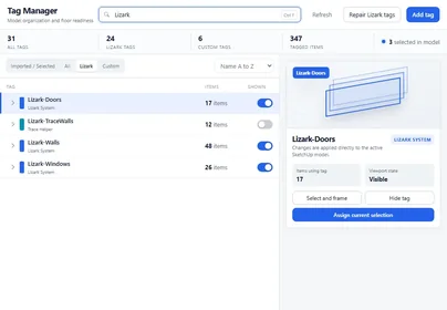 Lizark Tag Manager controls