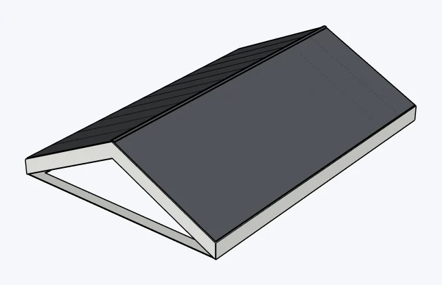 Cold-formed steel (CFS) gable roofs, with finish layers, captured in SketchUp 2026 with Lizark