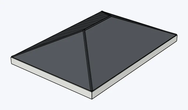 Cold-formed steel (CFS) hip roofs, with finish layers, captured in SketchUp 2026 with Lizark