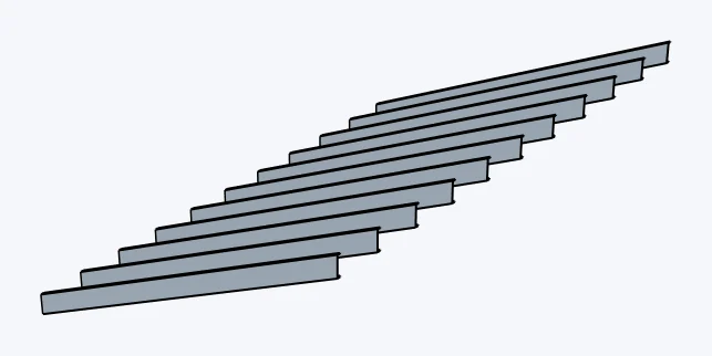 Cold-formed steel (CFS) shed roofs, exposed channels, captured in SketchUp 2026 with Lizark