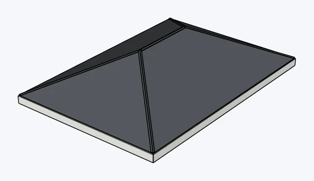 CMU masonry hip roofs, with finish layers, captured in SketchUp 2026 with Lizark