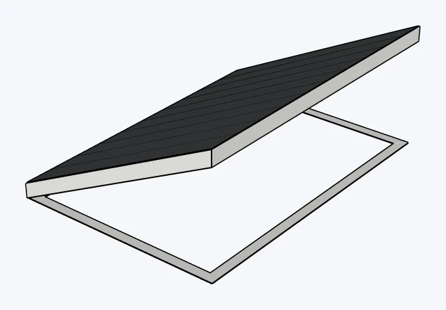 Wood light-frame shed roofs, with finish layers, captured in SketchUp 2026 with Lizark