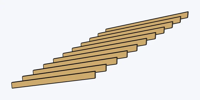 Wood light-frame shed roofs, exposed framing, captured in SketchUp 2026 with Lizark